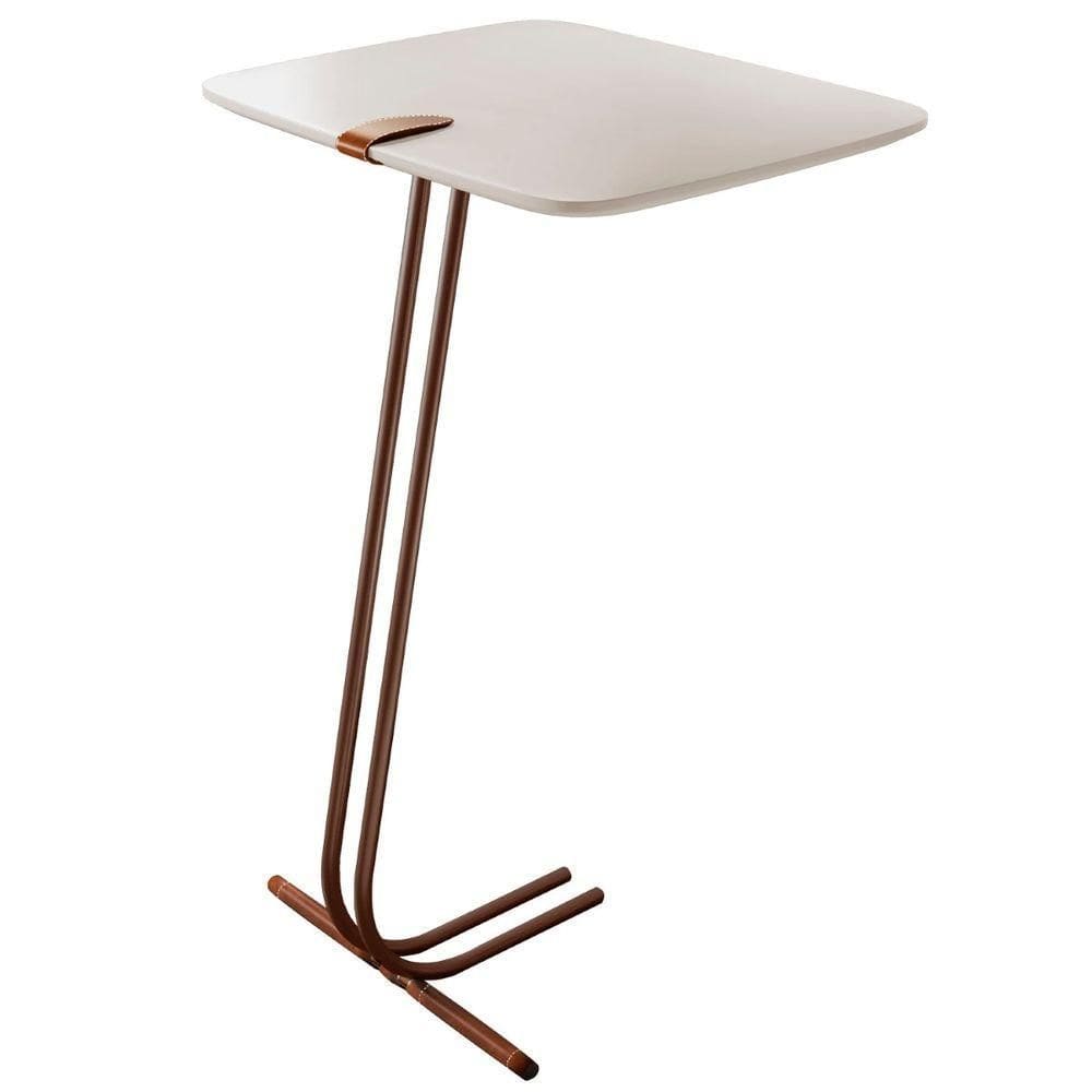 Mesa Apoio Lateral Para Sofá Lisboa Pé Café Laca Off White