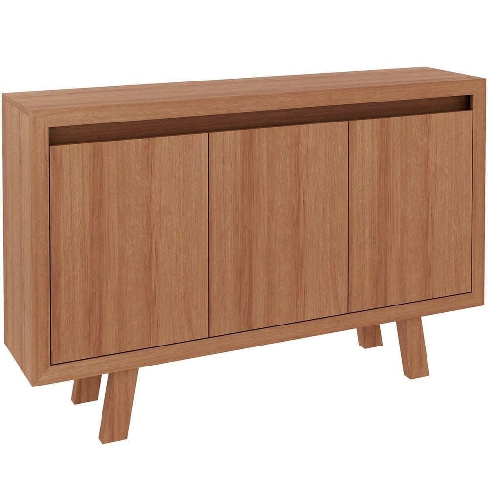 Balcão Armário Para Escritório 3 Portas Em Mdp Amêndoa