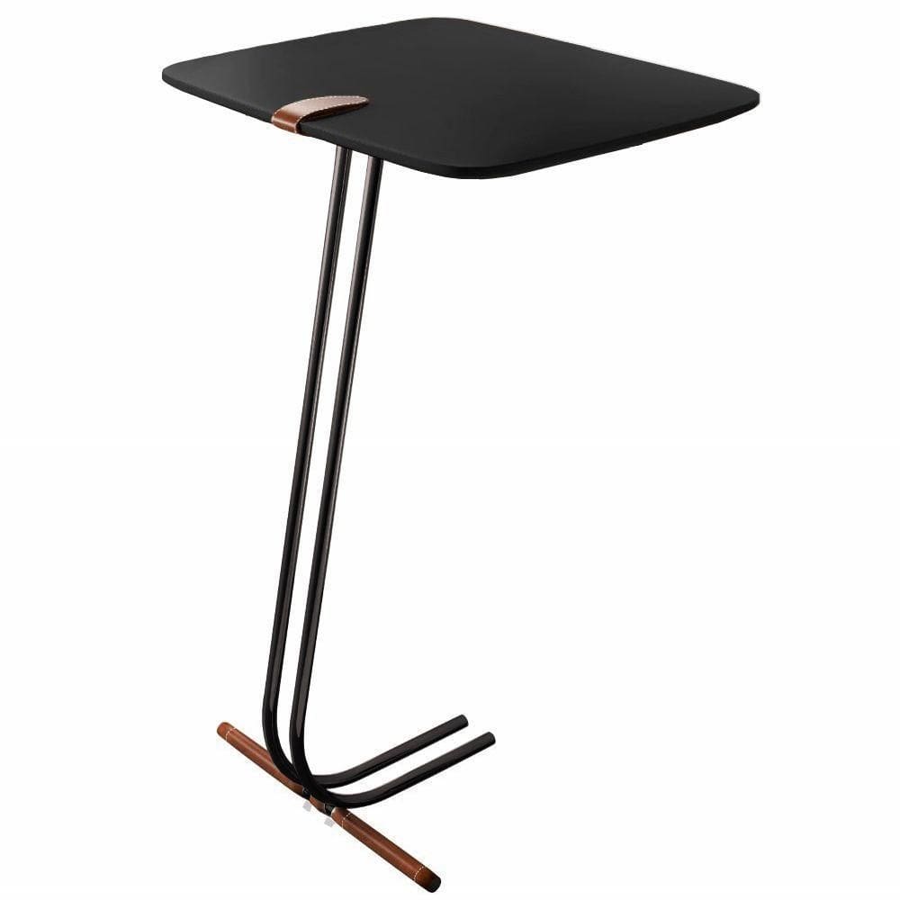 Mesa Apoio Lateral Para Sofá Lisboa Pé Preto Laca Preto