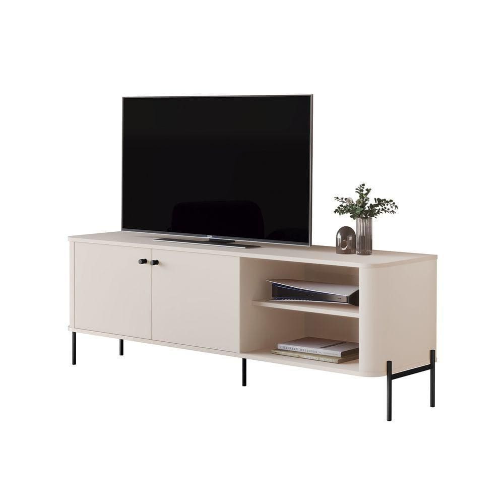 Rack Para Tv Tucupi Off White Pe Preto - Moveis Jb