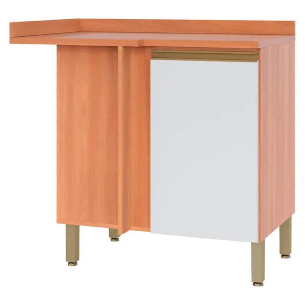 Balcao de Canto Reto com Tampo 1 Porta 95 cm Macadamia Telasul