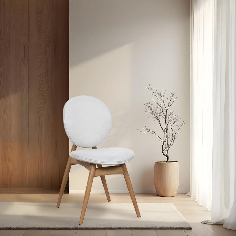 Cadeira De Jantar Lotus Estrutura Aço Carbono Laminado Natural Com Estofado Linho Cru