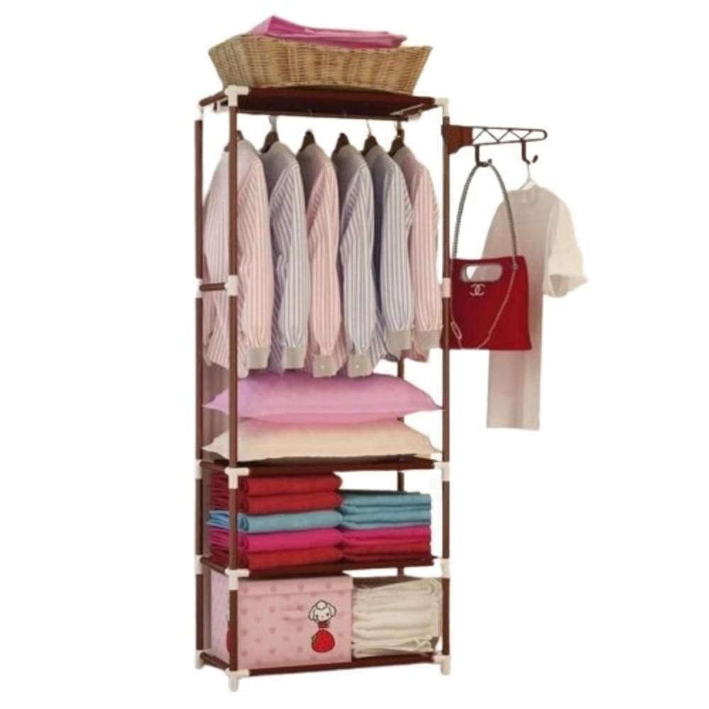 Guarda-roupa Portátil Com Cabideiro E 3 Prateleiras – Organização, Praticidade E Estilo Em Um Só Produto