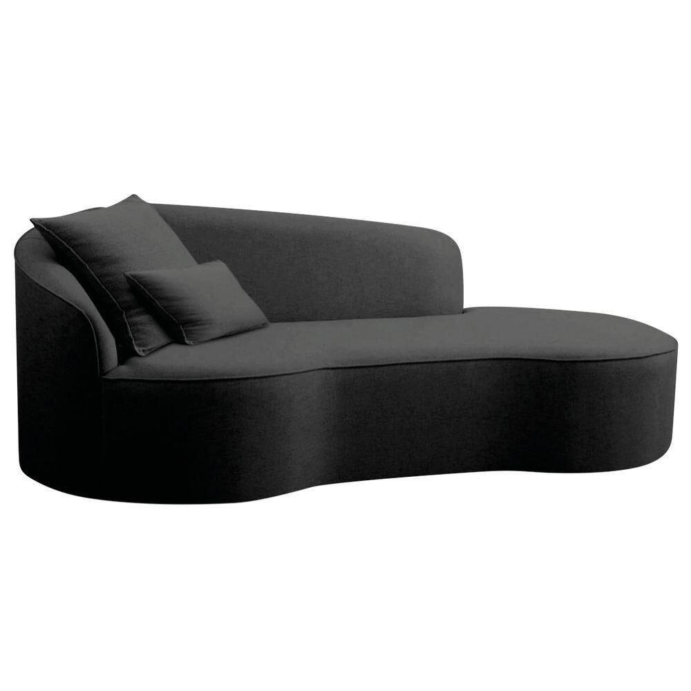 Divã Recamier Curvo Sala De Estar Recepção Inglaterra 180cm Lado Direito Linho Cor Preto