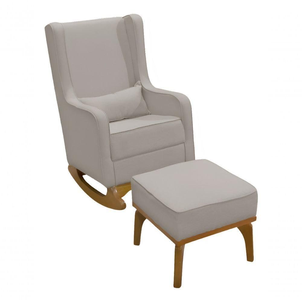 Poltrona De Amamentação E Balanço Retro áquila C/ Puff Bege Cor Bege Desenho Do Tecido Liso