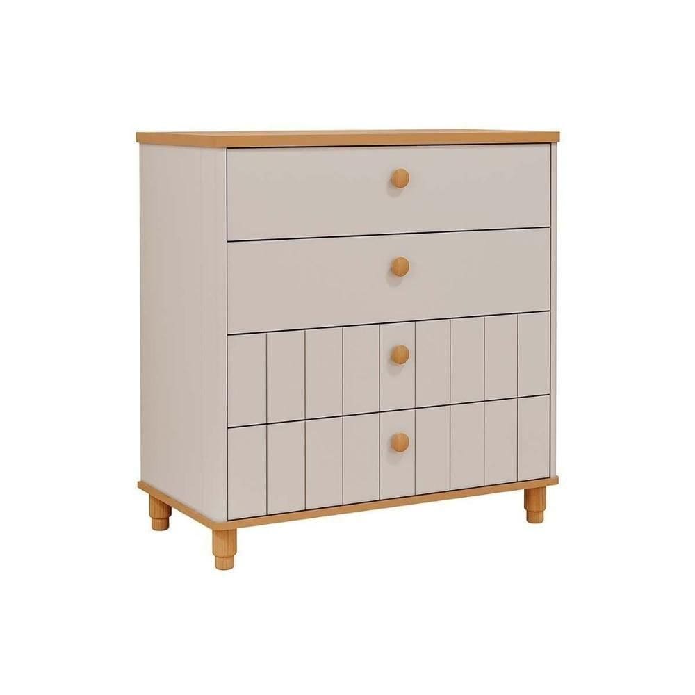 Cômoda Infantil Cupcake C- 4 Gavetas Off White-nature - Permóbili Baby