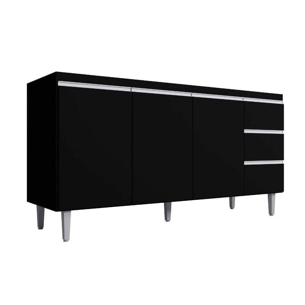 Balcão Gabinete De Pia Para Cozinha Sem Tampo 150cm 3 Portas Andréia Preto Fosco- Mabe Magazine