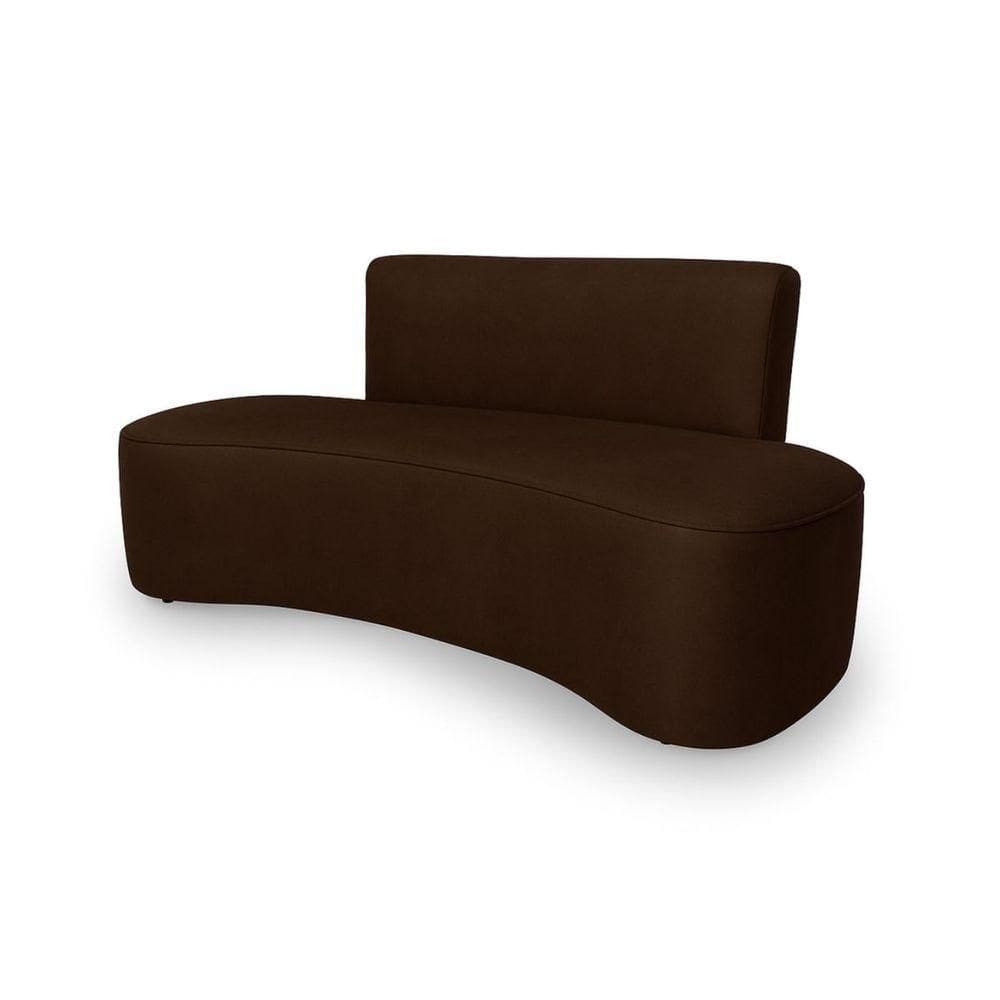 Sofá Curvo Design Orgânico Luxo Sala Contemporânea Suede Cor:marrom