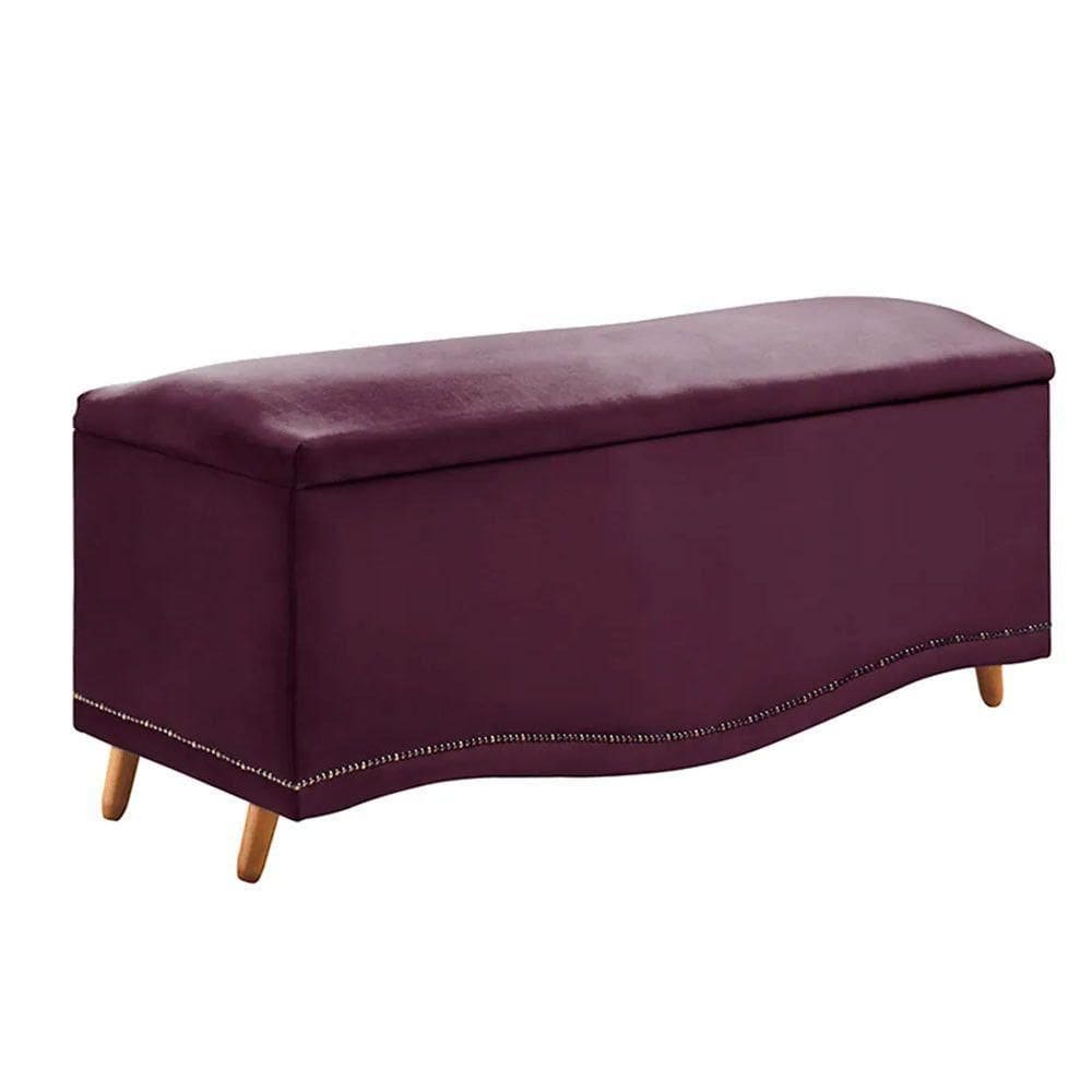 Calçadeira Sapateira Baú Holanda 90cm De Largura Veludo Star Confort Roxo