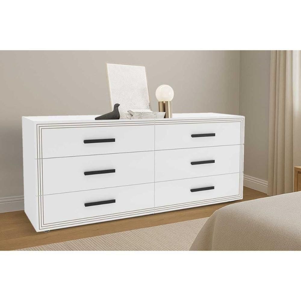 Cômoda Juvenil Valência C- 6 Gavetas Branco - Politorno