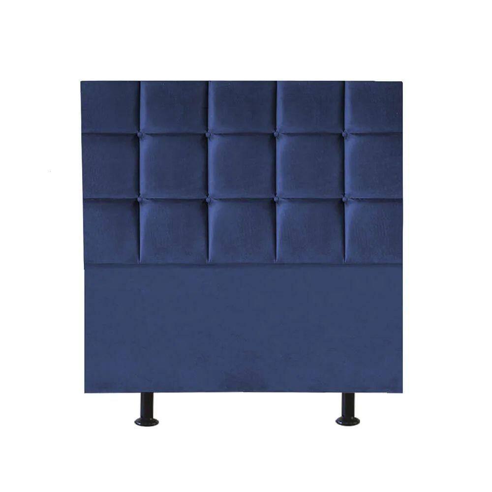 Cabeceira Estofada Cama Box Solteiro 90cm Espanha Suede Azul- Mabe Magazine