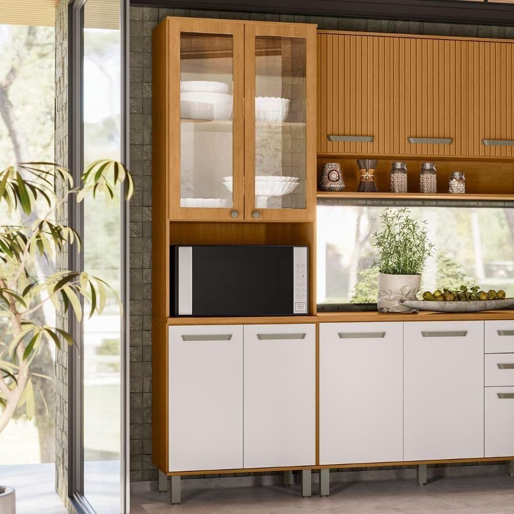 Paneleiro Cristaleira 4 Portas Rita Freijó Off White Acetinado Z44 - Mpozenato