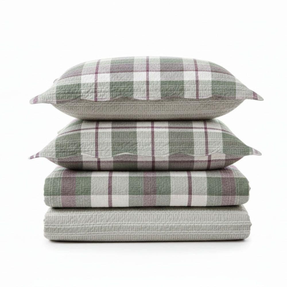 Kit Cobre Leito Colcha Magnus Casal 3 Peças Dupla Face Estampado Geométrico - Verde - 100% Poliéster