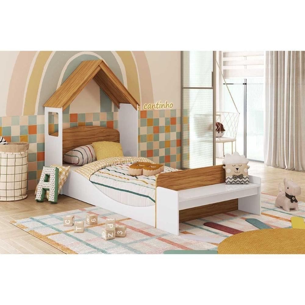 Quarto Infantil Completo 2 Peças (cama+cabeceira) Branco-amendoa - Peroba