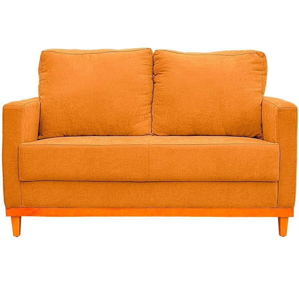 Sofa Berlim 2 Lugares Base De Madeira Tecido Impermeavel Terra Cota