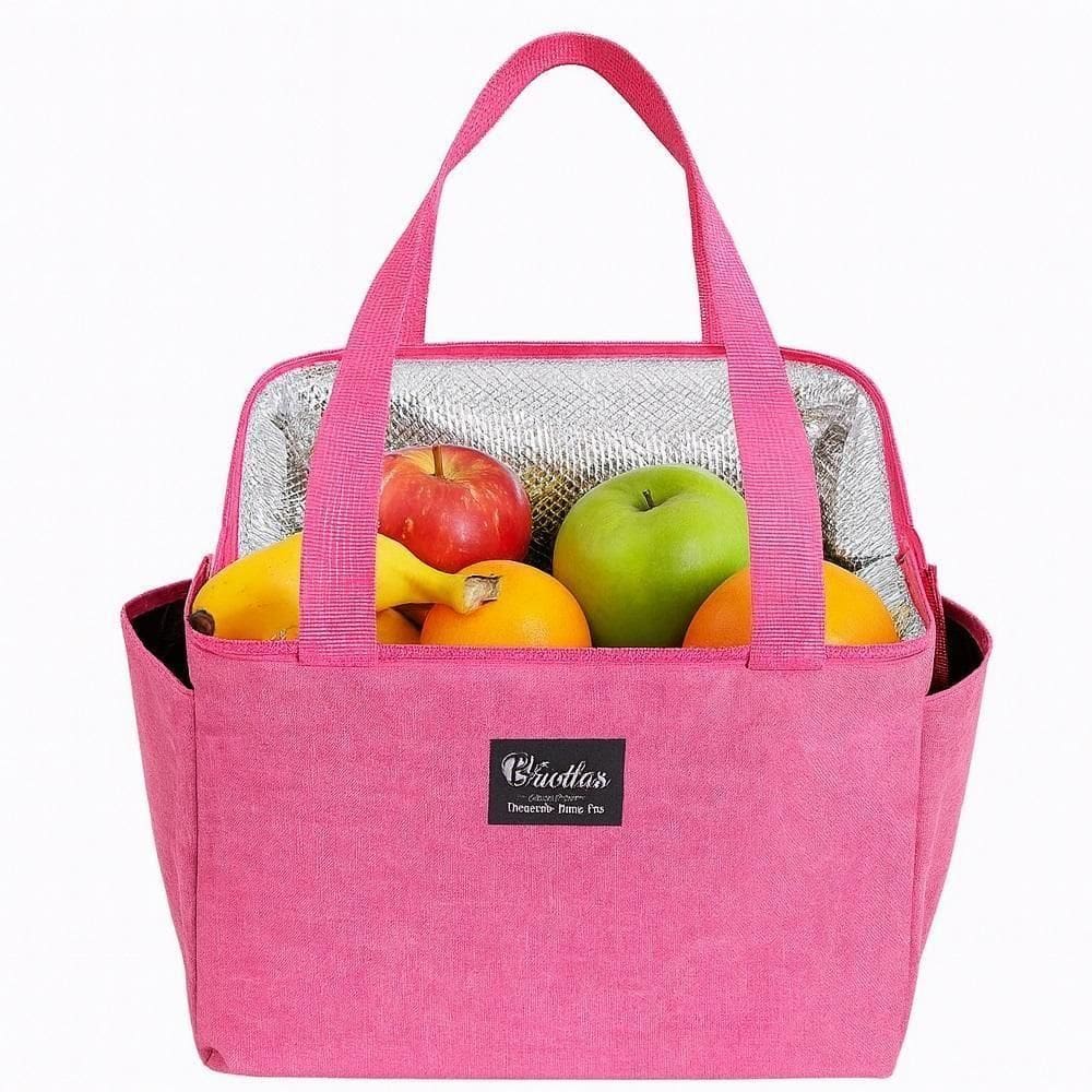 Bolsa Térmica Grande Academia Parque Piquenique Marmita Frutas Alça 2 Bolsos Multiuso Luxo Rosa