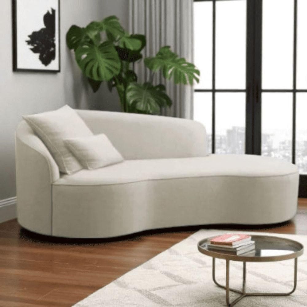 Divã Recamier Sofá Curvo Sala De Tv E Estar Recepção Inglaterra 200cm Lado Direito Linho Bege- Mabe Magazine