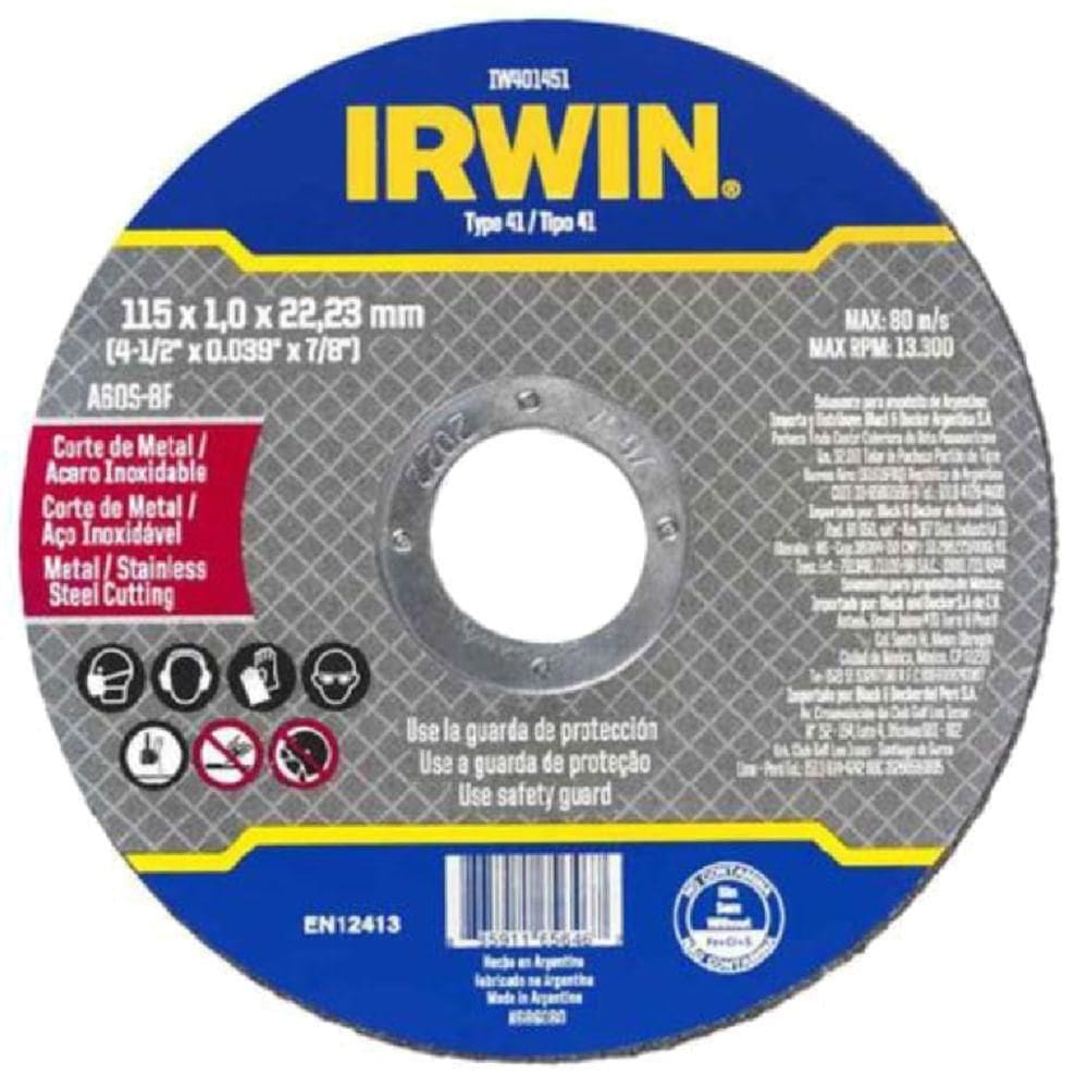 Disco De Corte Fino Metal Inox 4.1-2x1,0mmx7-8 - Iw401451 - Irwin