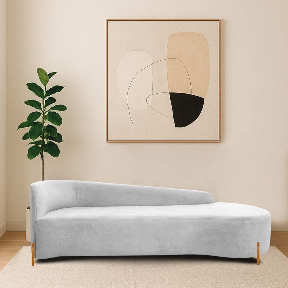 Divã Recamier Orgânico França 180cm Lado Dir Pés Madeira Bouclé Cor Branco