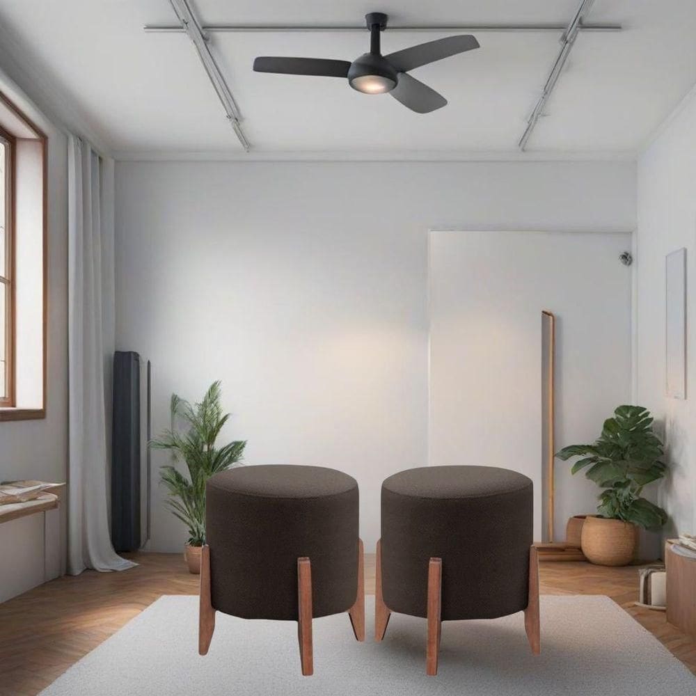 Kit 2 Puff Decorativo Para Sala Redondo Luxo Roma Corino Marrom