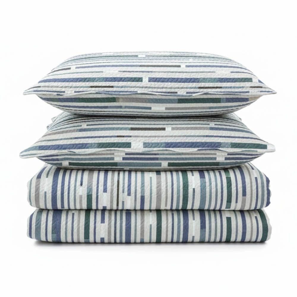 Kit Cobre Leito Colcha Magnus Super King 3 Peças Dupla Face Estampado Geométrico - Color - 100% Poliéster