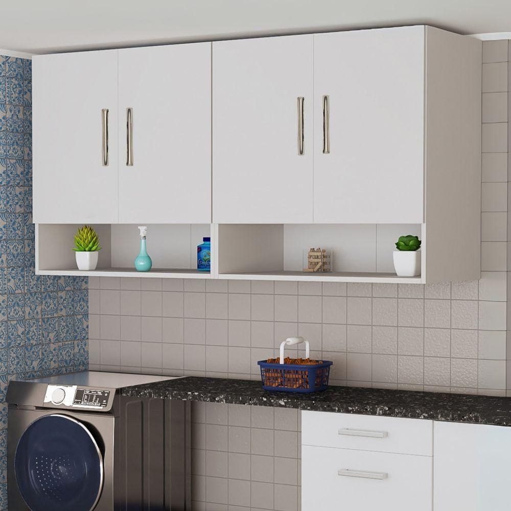 Armário Multiuso Suspenso 4 Portas Com Nicho Mdf Resistente