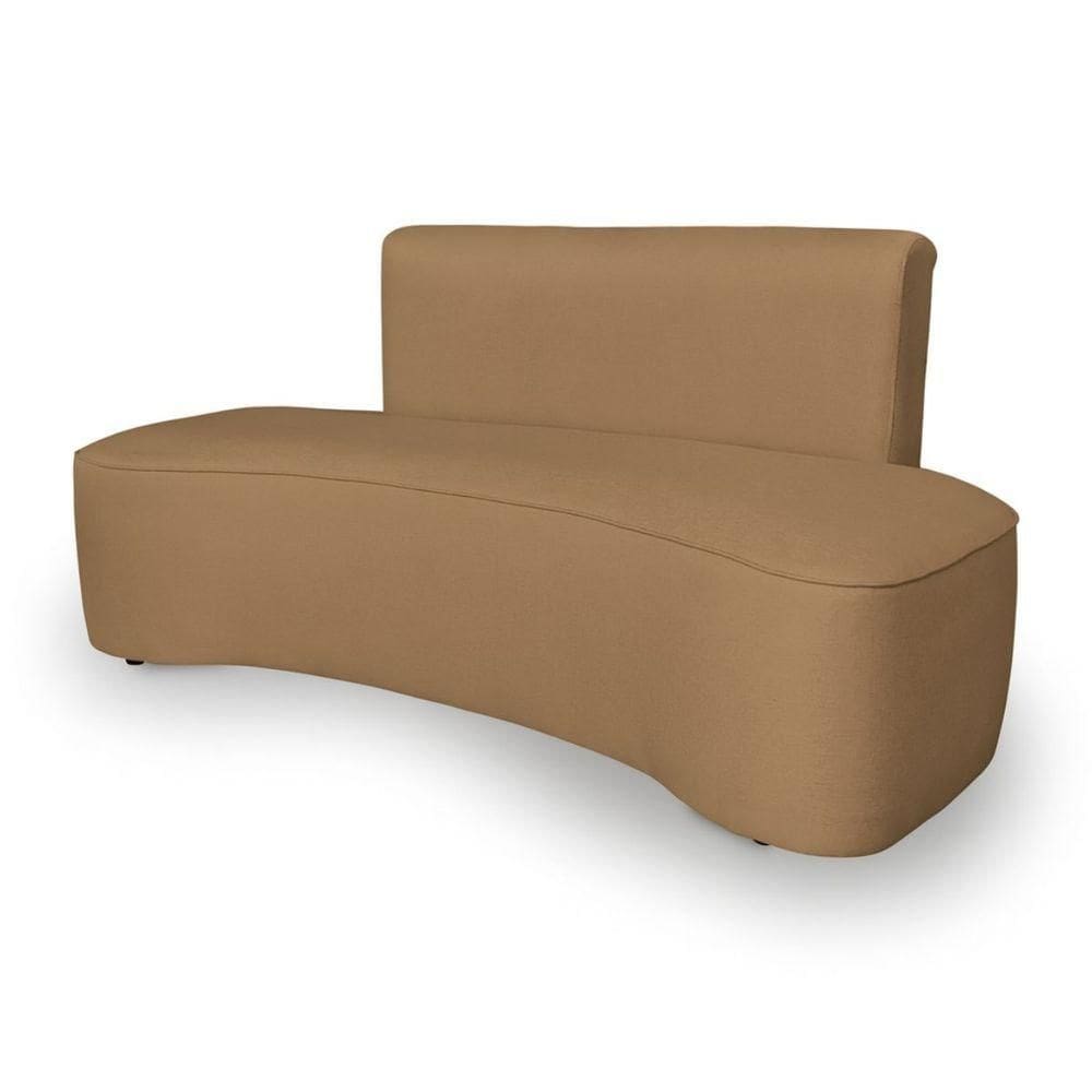 Sofá Curvo Design Orgânico Luxo Sala Contemporânea Suede Cor:capuccino