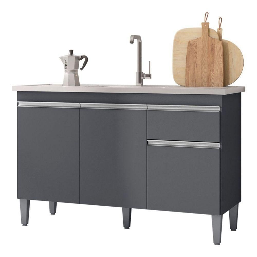 - Balcão Gabinete Multiuso Tatiane 120cm C/tampo Cor Preto