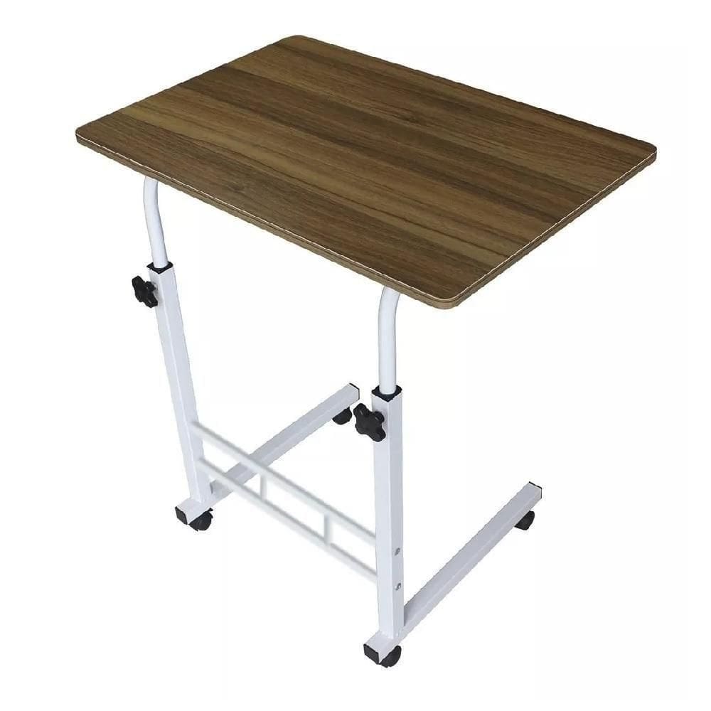 Mesa Multifuncional Com Rodinhas E Altura Ajustável Marrom Amadeirado – Conforto E Praticidade Para O Seu Espaço