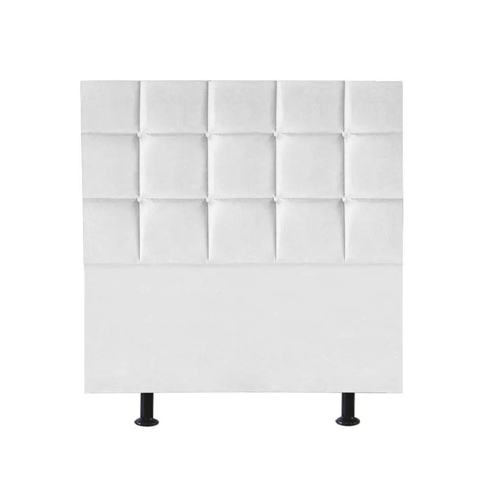 Cabeceira Estofada Cama Box Solteiro 90cm Espanha Corino Branco- Mabe Magazine