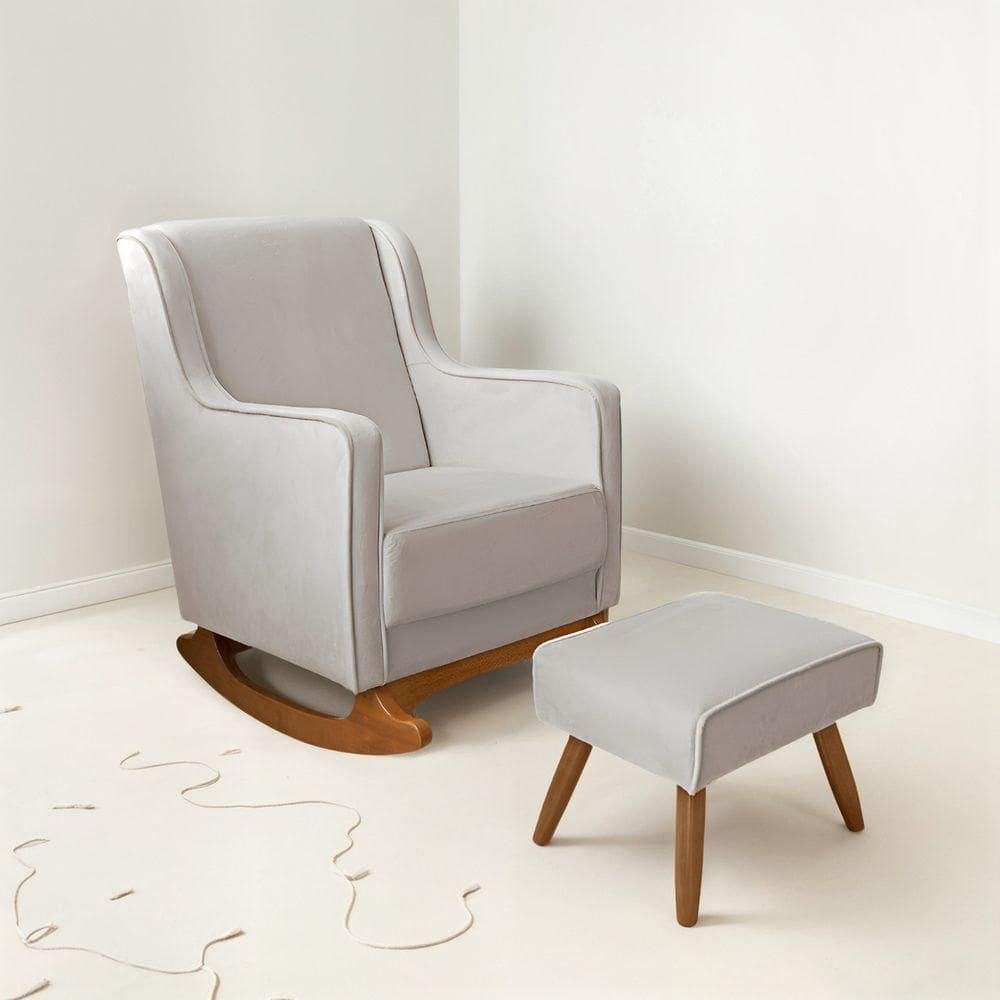 Cadeir Poltrona Amamentação Balanço áquila C/puff Off White Cor Off White Desenho Do Tecido Liso