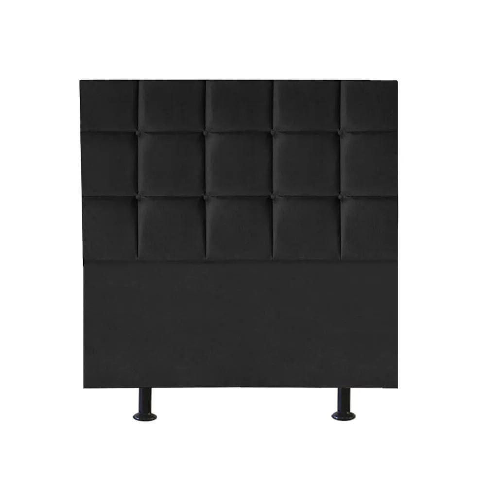 Cabeceira Estofada Cama Box Solteiro 100cm Espanha Corino Preto- Mabe Magazine