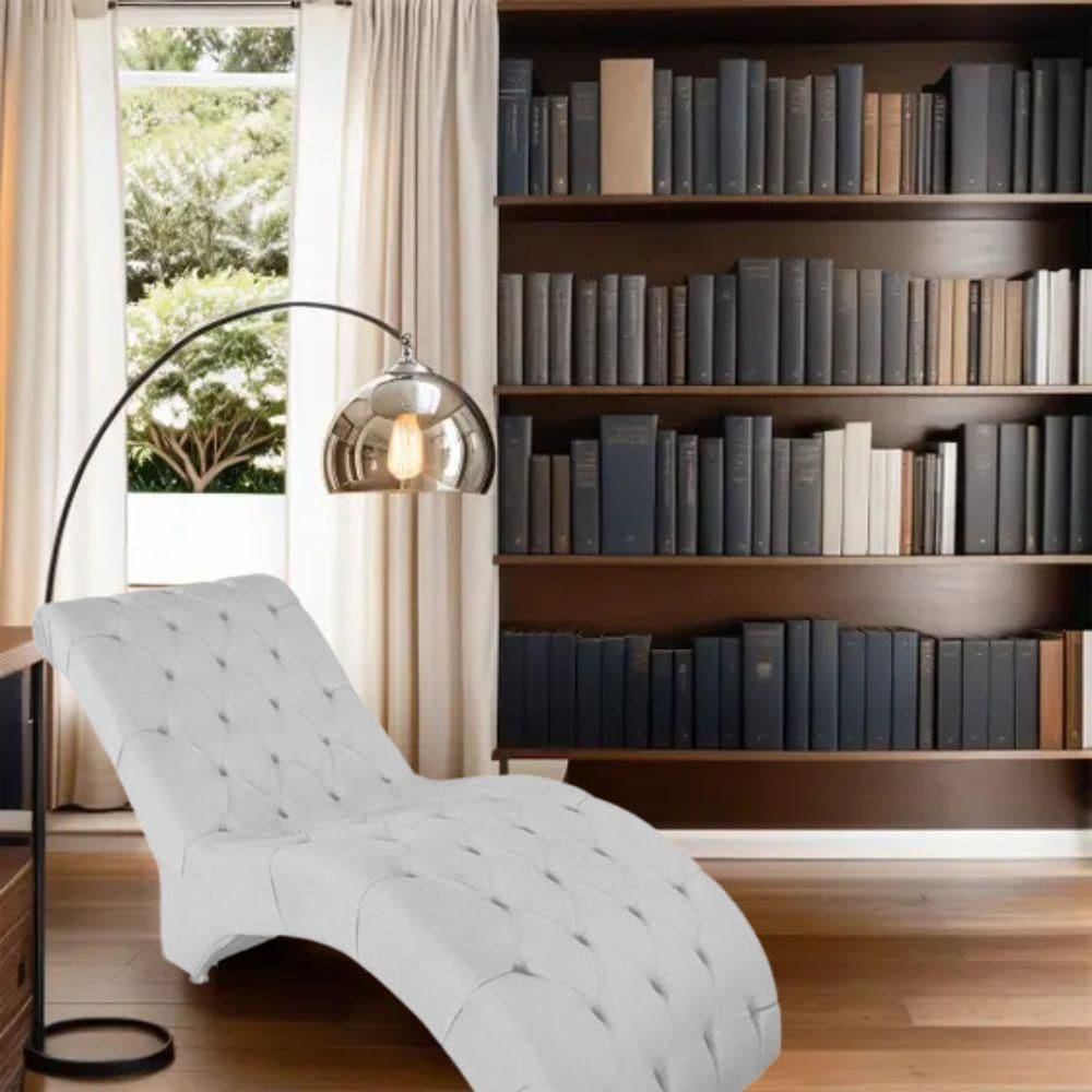 Recamier Divã Espreguiçadeira Sala Cliníca Leila Veludo Cor:branco