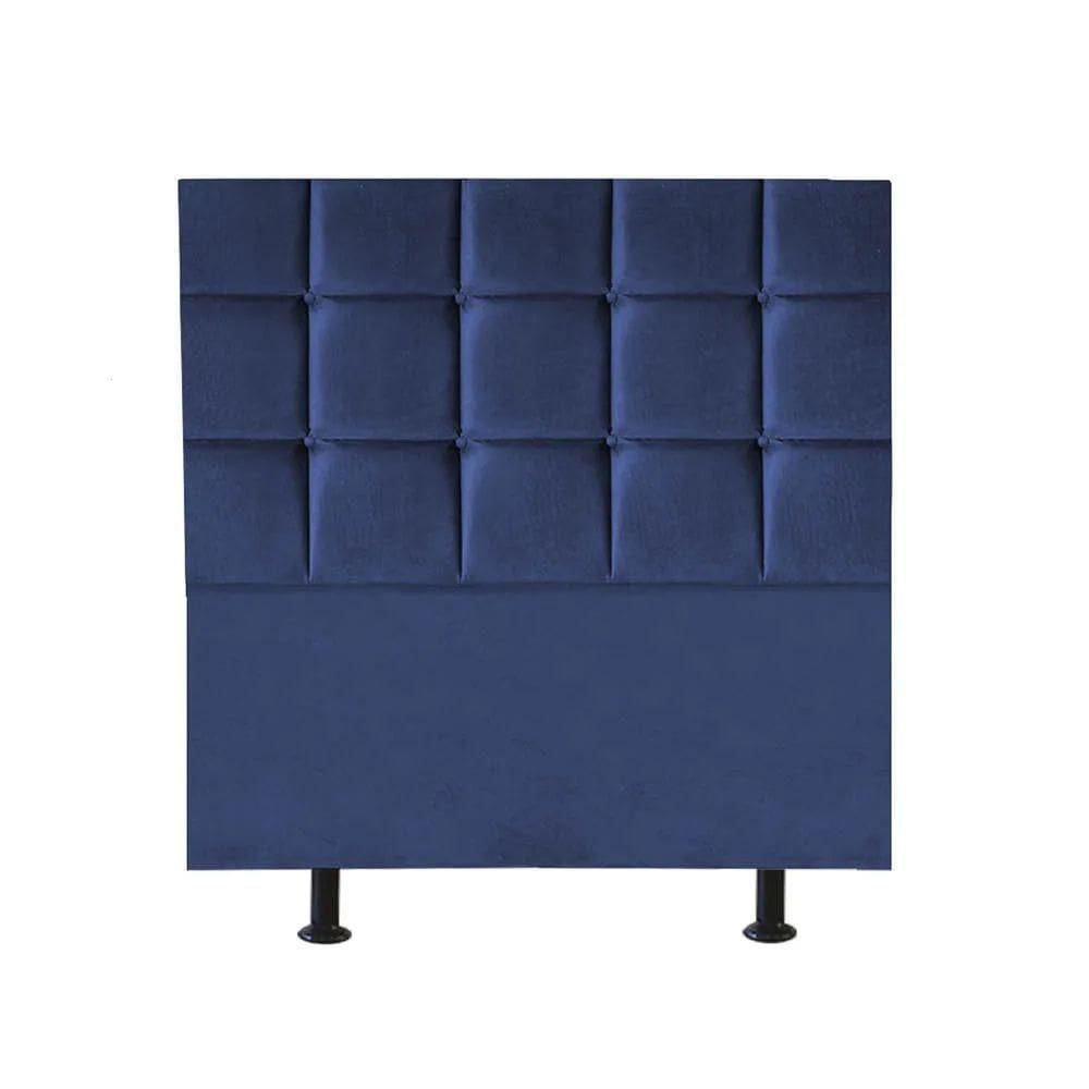 Cabeceira Estofada Cama Box Solteiro 90cm Espanha Corino Azul- Mabe Magazine