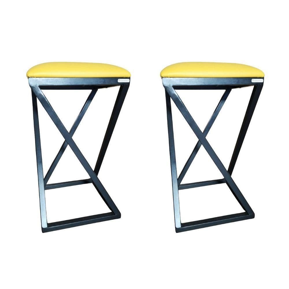Kit 2 Banquetas Baixa Ideal Para Cozinha Bar Area Gourmet Z Amarelo