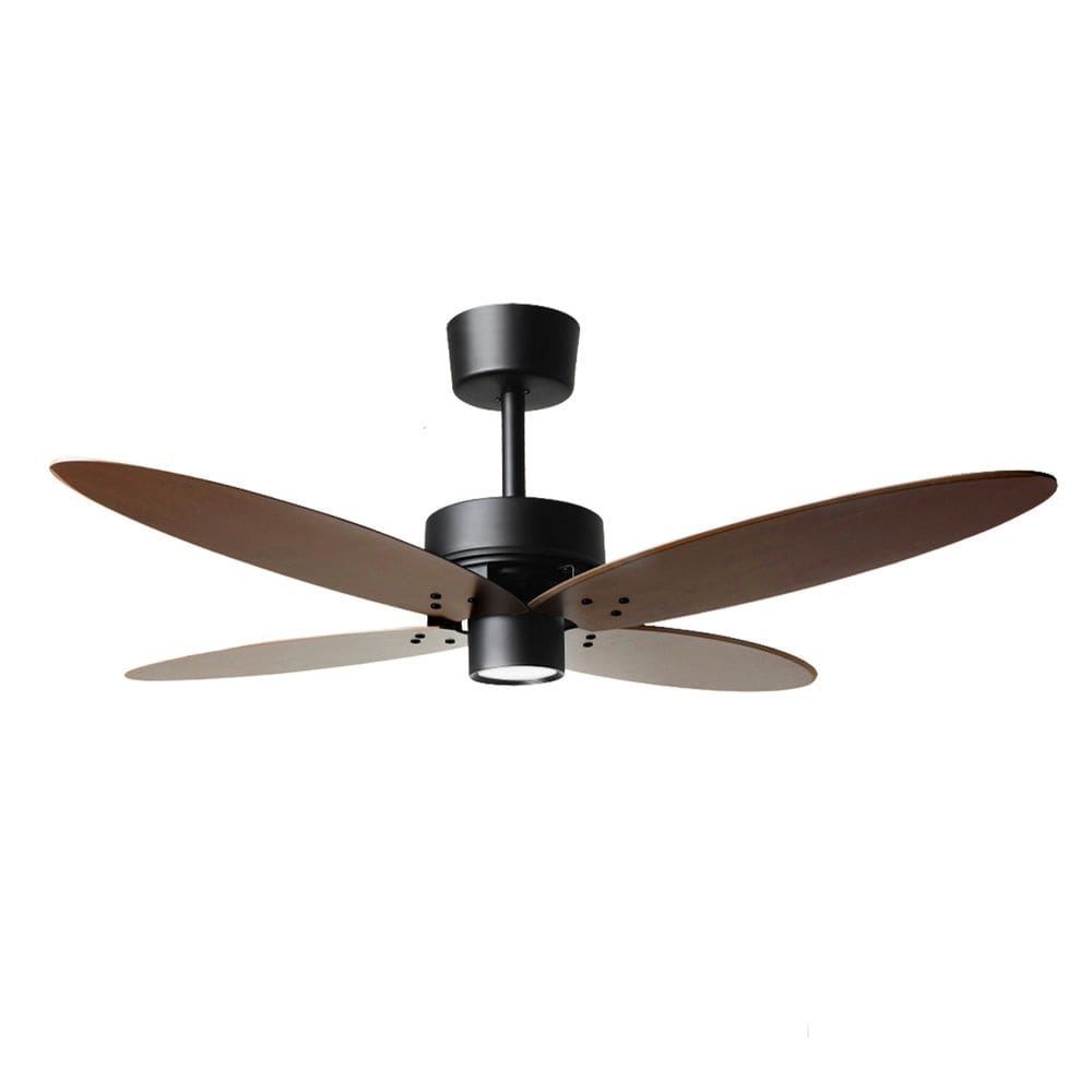 Ventilador de Teto Maiorca Preto Fosco 4 Pás Tabaco Led 16W 3000K 127V Tron