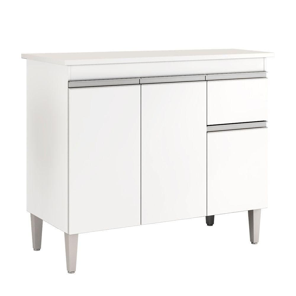 Balcão Gabinete Multiuso Tatiane Branco 100cm C/tampo