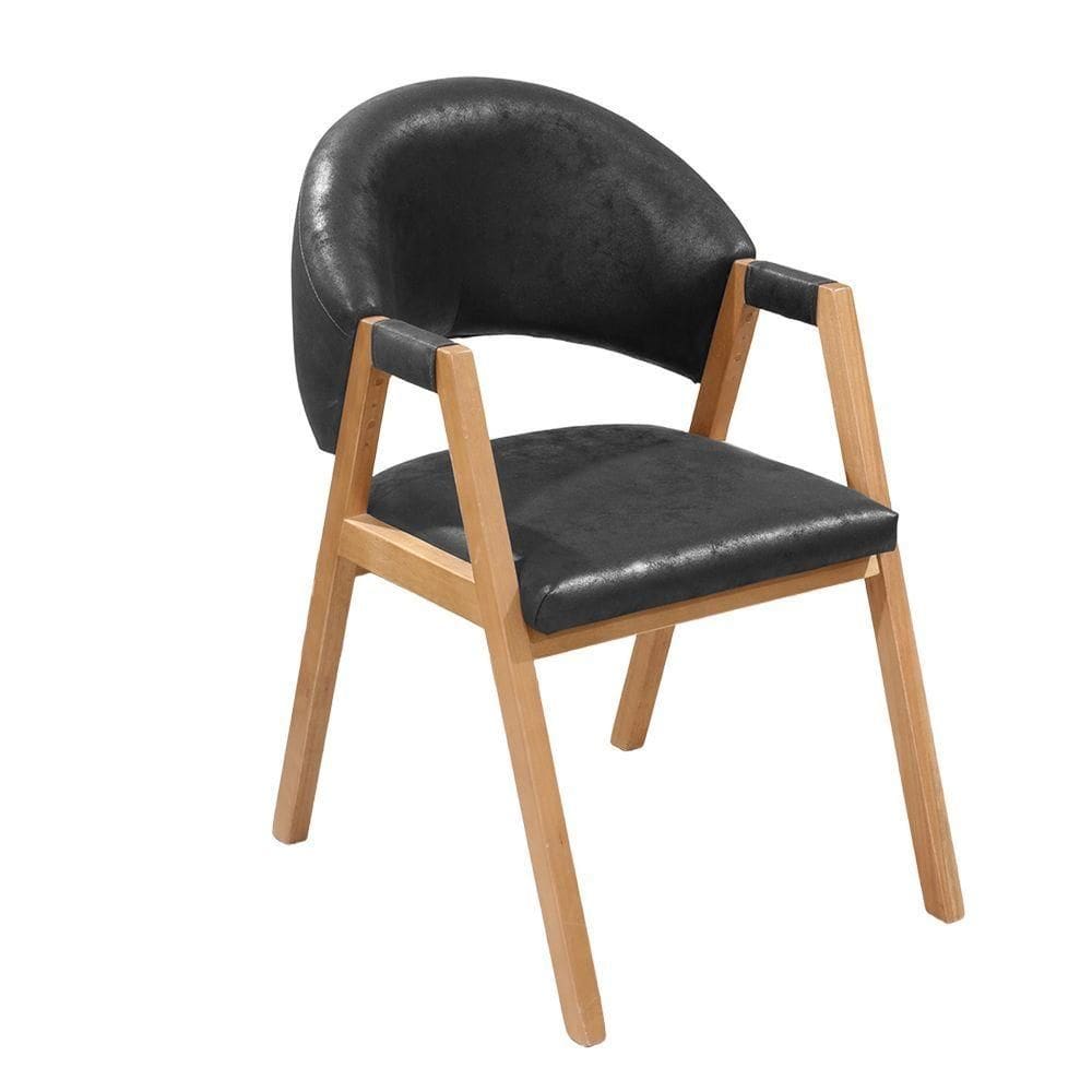 Cadeira Banqueta Roma Base Em Madeira De Eucalipto Com Revestimento Versátil New Look Preto