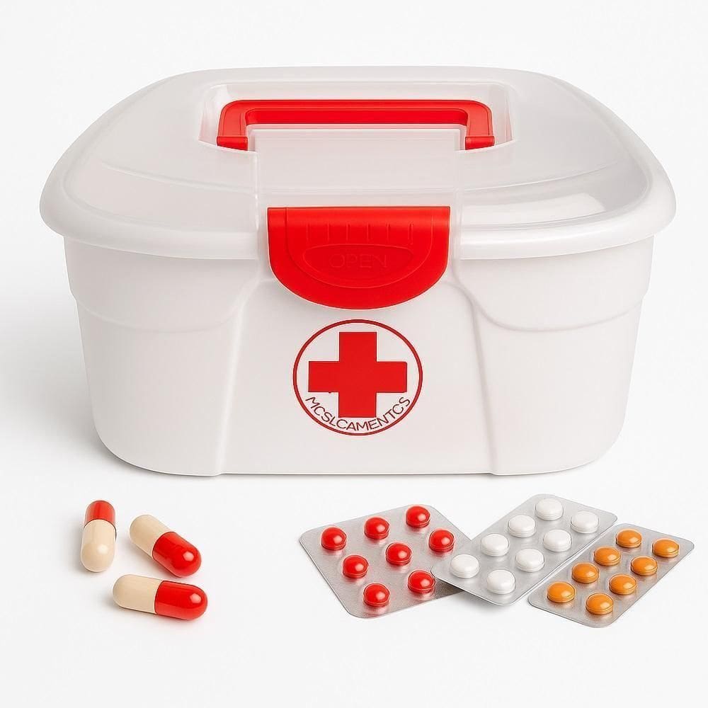 Maleta De Primeiros Socorros Compacta Com Alça E Trava Para Medicamentos