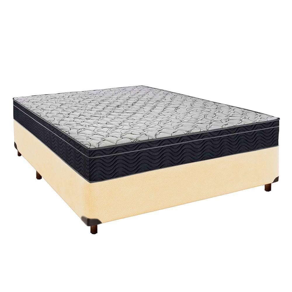 Cama Box Cinza + Colchão Casal Airtech 150 Ortobom