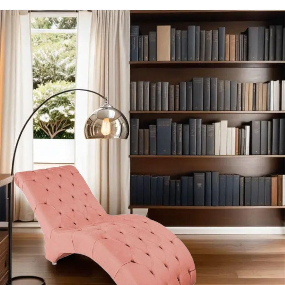 Recamier Divã Espreguiçadeira Para Sala Cliníca Leila Suede Cor:coral