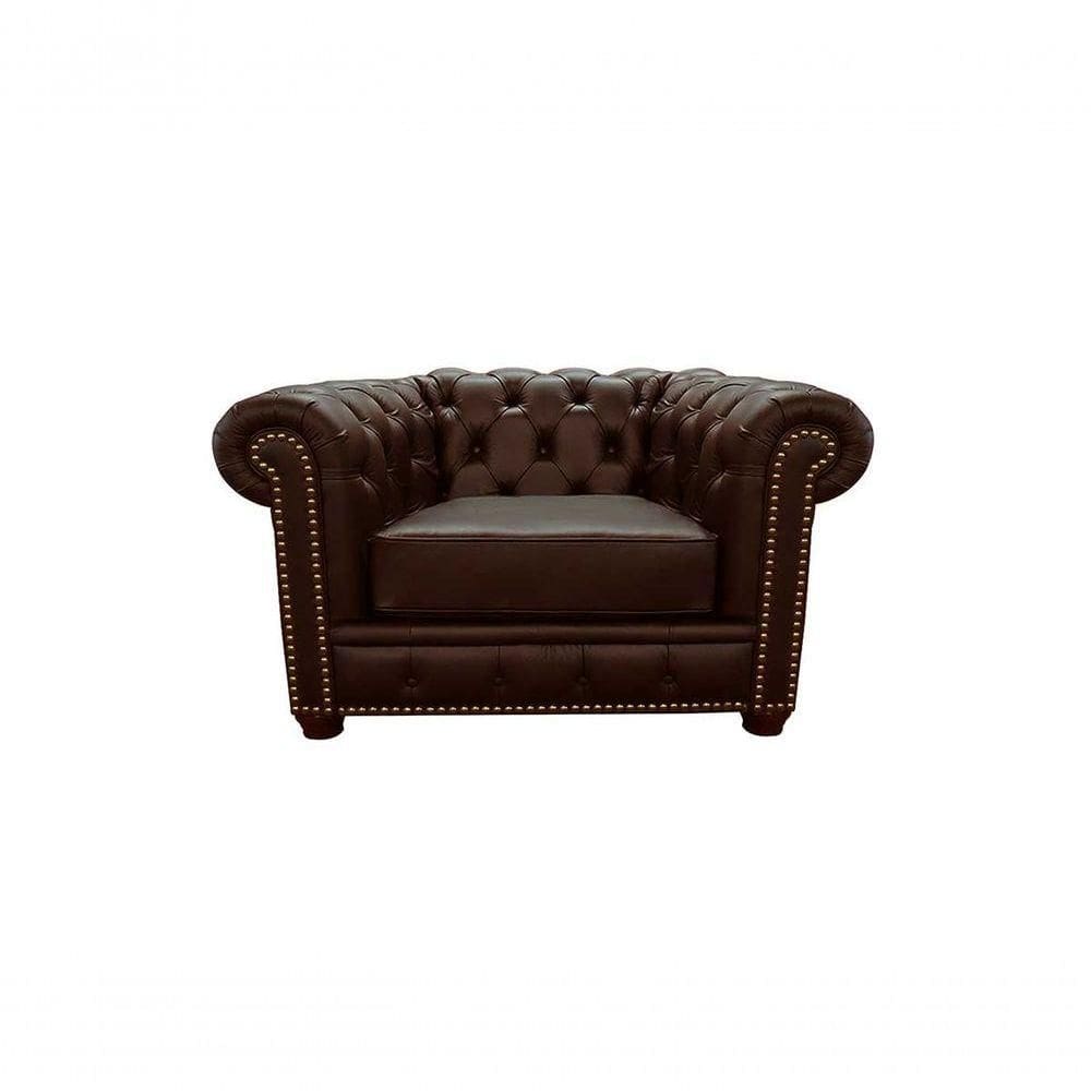 Poltrona Chesterfield De Couro Marrom