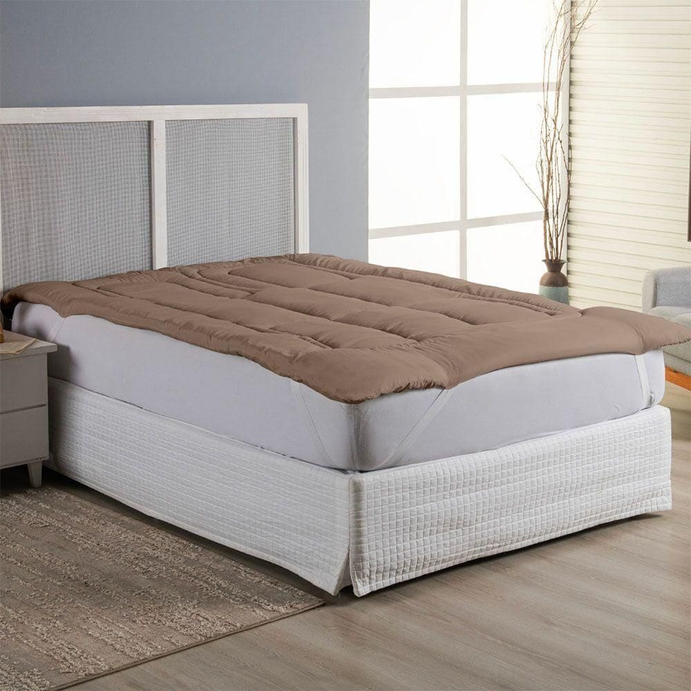 Protetor Colchão Pillow Top Casal Queen Micropercal 400 Fios 100% Poliéster Extra Macio - Bege