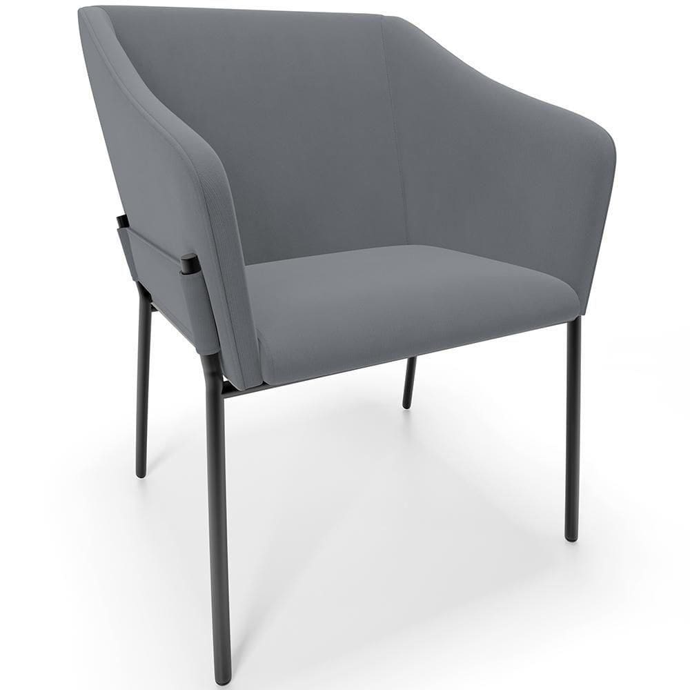 Cadeira Para Sala De Jantar Estar Living Olívia L02 Suede Cinza - Lyam Decor