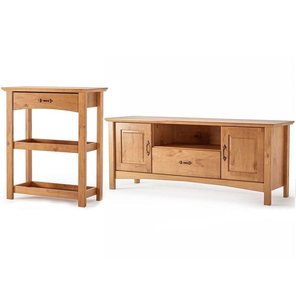 Kit Rack Para Tv De Até 60” E Aparador 100% Madeira Belinda Carvalho