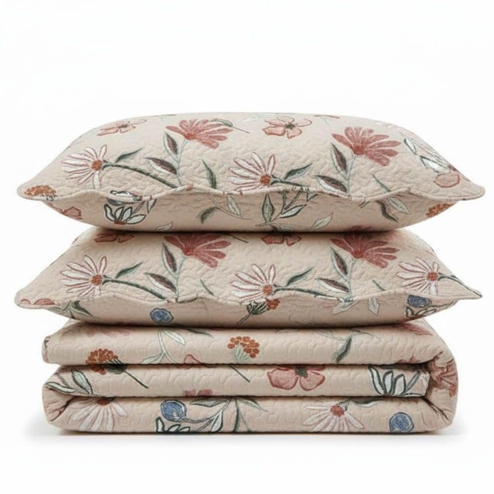 Kit Cobre Leito Colcha Magnus Solteiro 2 Peças Dupla Face Estampado Floral - Rosa - 100% Poliéster