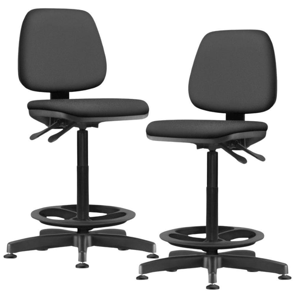 Kit 02 Cadeiras Caixa Alta Giratória Estofada Work F02 Sintético Preto - Lyam Decor