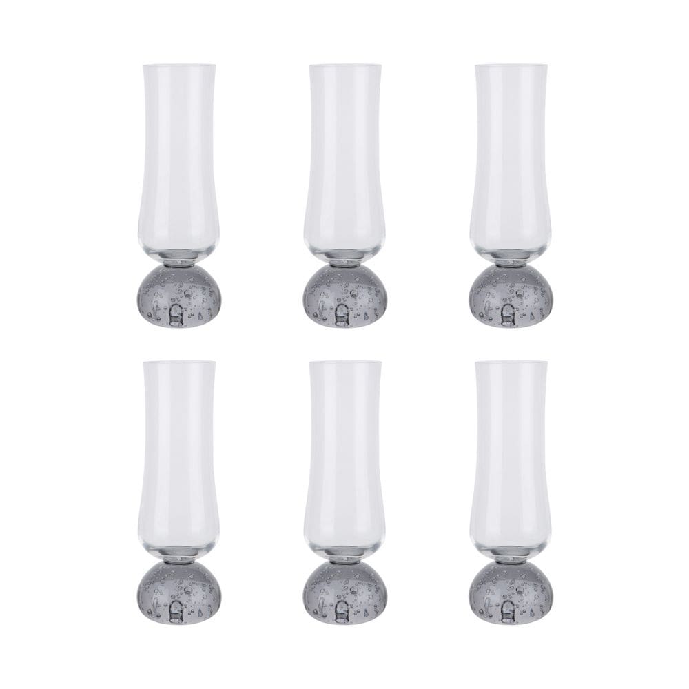Conjunto 6 Taças de Champanhe Vidro Base Fumê 240ML 18,5cm GI0055 BTC