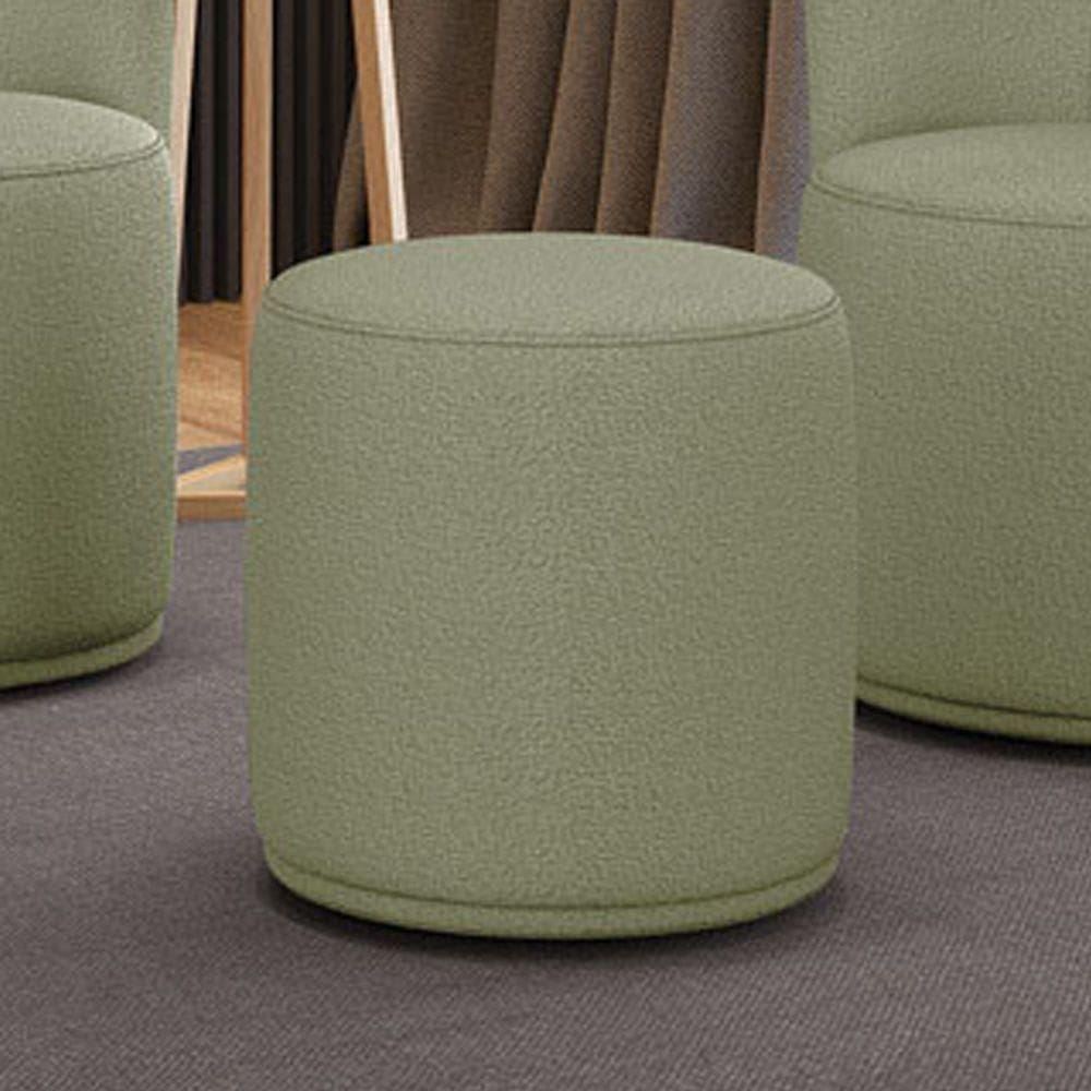 Puff Redondo Orgânico Para Sala Malu Bouclê M11 - D`rossi Cor Pistache