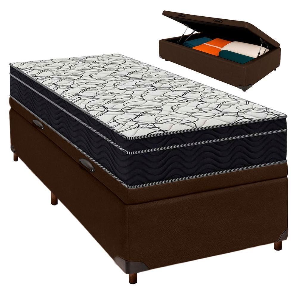 Bau Blindado Marrom + Colchão Solteiro Airtech 150 Ortobom